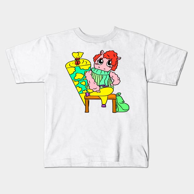 School start of school children school bag Kids T-Shirt by KK-Royal